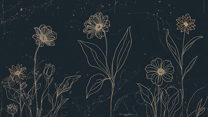 Simple but beautiful design using simple flower motifs or calm curves or straight lines with soft lines with pencil or ink, ai, generative