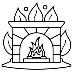 Cozy Hearth Line Art Vector Set