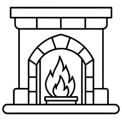Cozy Hearth Line Art Vector Set