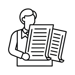 Vector Of AI Reading Legal Documents And Extracting Key Information vector line art on white background