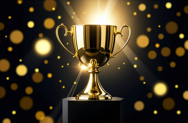 Golden trophy cup for champions, a symbol of success and victory in sports competitions