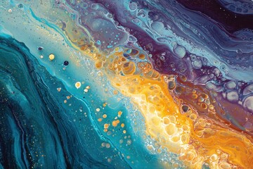 Fluid artwork with blended acrylic colors