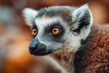 Obraz premium Focused image of a lemur gazing intently