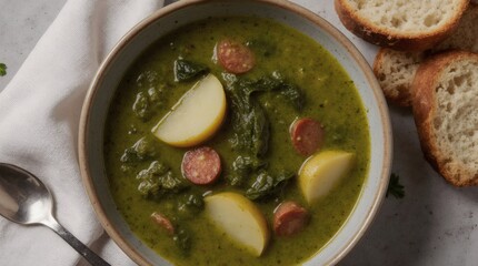 Caldo Verde Portuguese Kale and Potato Soup with Chourico