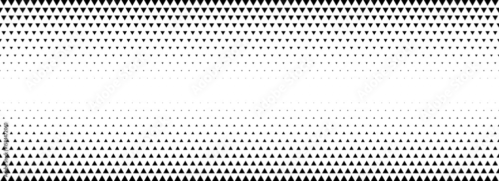 Poster fading triangle halftone texture gradient. black and white abstract geometric background. tech mosai