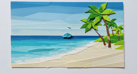 tropical beach with palm trees and sea