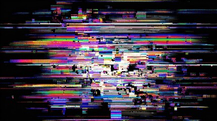 Fototapeta premium Digital error screen with glitch effects and pixel distortion representing a broadcast failure