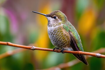 Hummingbird resting on branch