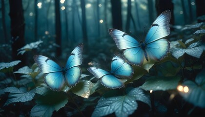 blue butterfly on a green background