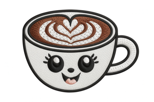 Happy coffee cup with latte art heart foam