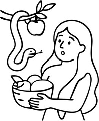Eve Tempted by the Serpent – Garden of Eden Christian Bible Story Illustration