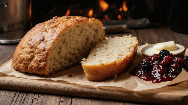 Bannock Indigenous Canadian Flatbread with Wild Berry Jam
