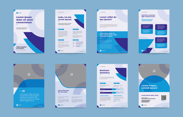 Minimalist Resume and CV Cover Letter Set. Modern blue white design layout poster flyer brochure cover. Graphic design layout with graphic elements space for photo background. Multipurpose A4 template