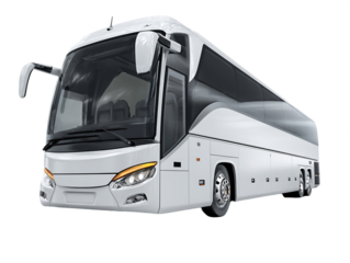 White Coach Bus Isolated on Transparent Background For Travel and Tourism Related Visuals, PNG