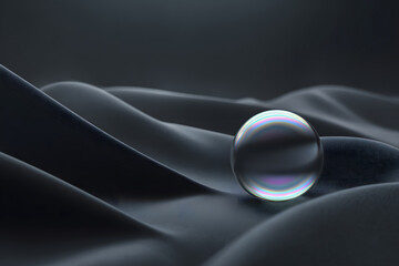 A stunning sphere rests gently on textured abstract waves, creating an elegant and modern minimalistic scene for visual appeal.