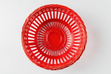 Isolated view of an empty red basket on a white background