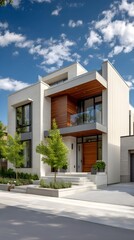 Contemporary Residential Architecture with Clean Lines and Neutral Tones in Daylight