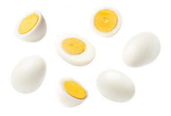 set of boiled eggs isolated on white