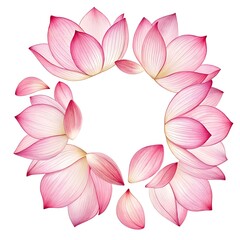 Fototapeta premium Pink Lotus Flower Petals Wreath Elegant Floral Design