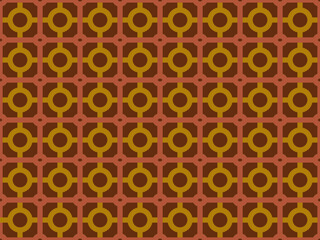 Retro Geometric Pattern with Circles and Squares in Earthy Tones an Eye Catching Vintage Inspired Design