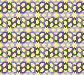 Geometric Harmony A Stylish Interplay of Shapes in Green Purple and Beige An Elegant Decorative Pattern