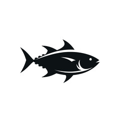 Black Tuna Fish Silhouette Icon – Vector Illustration on White Background