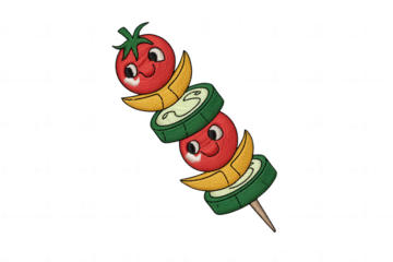 Tomato cucumber and pepper skewer food
