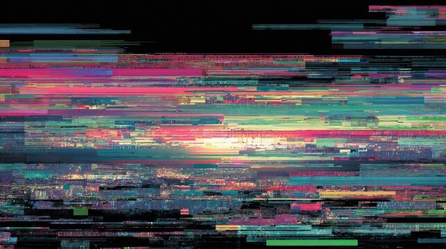 Digital screen with generative AI-based glitch design for technical difficulties