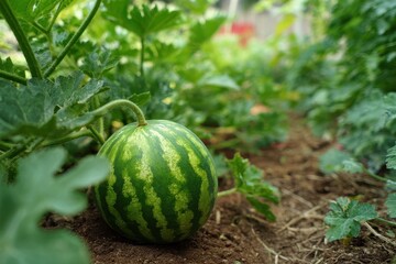 Melon in garden plot