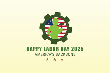 Happy Labor Day 2025 Gear and Worker Badge