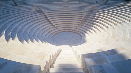 A beautiful, empty amphitheater carved from white stone. The acoustics are perfect, designed so a single voice from the center can be heard everywhere.