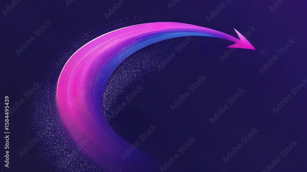 Poster abstract digital arrow trail in vibrant colors against a dark blue background creating a visual of m