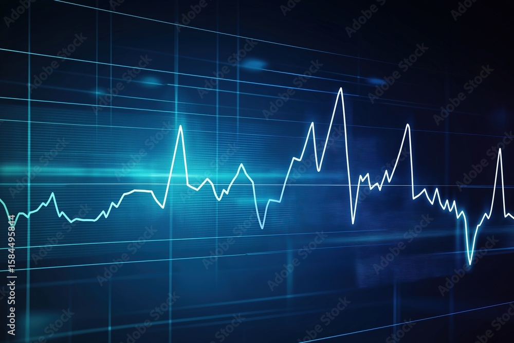 Aufkleber a futuristic blue and white line graph with upward trend lines on dark background showcasing stock m