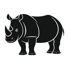 Obraz premium Standing Rhino Silhouette on white background