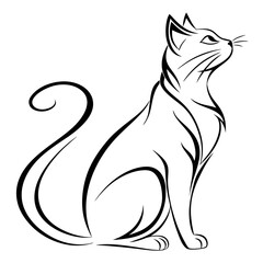cat silhouette line art vector illustration elega