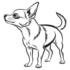 clean vector stencil line art of chihuahua dog