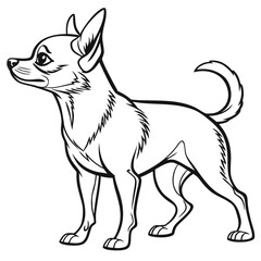 clean vector stencil line art of chihuahua dog