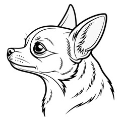 clean vector stencil line art of chihuahua dog