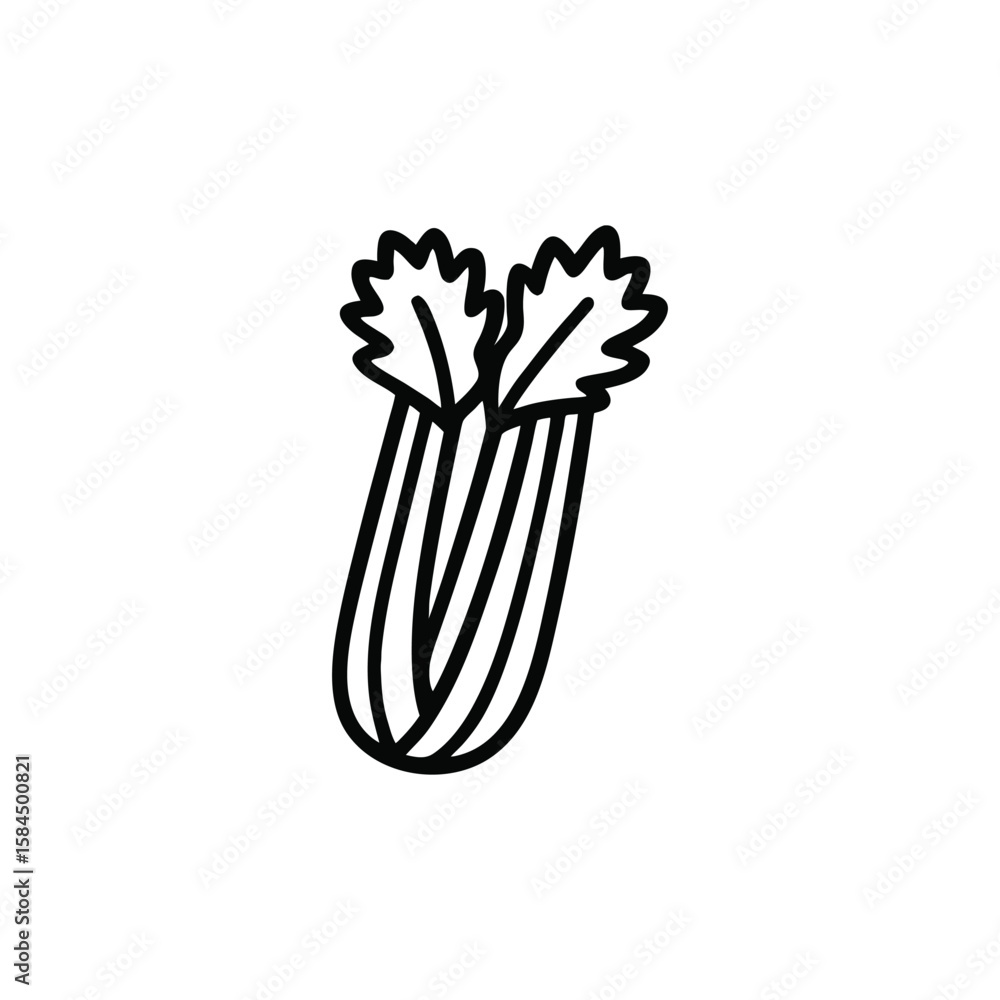 Poster minimalist celery illustration crisp lines and simple design emphasizing freshness and healthy eatin