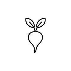 Minimalist Radish Illustration with Delicate Leaves a Simple and Elegant Design of Fresh Produce, Representing Healthy Eating