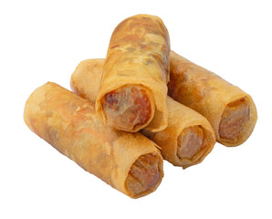 Vietnamese spring rolls with pork meat or crispy spring rolls filled with pork and shrimp. Vietnamese food Cha gio or Vietnamese egg rolls isolated. PNG transparency	