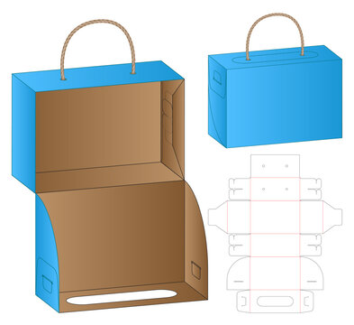 Packaging Box with Rope Handle &ndash; Dieline Layout and Template Design