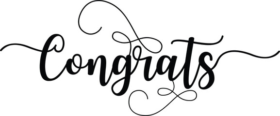 Elegant black script congratulations wordmark for greeting cards and special occasions