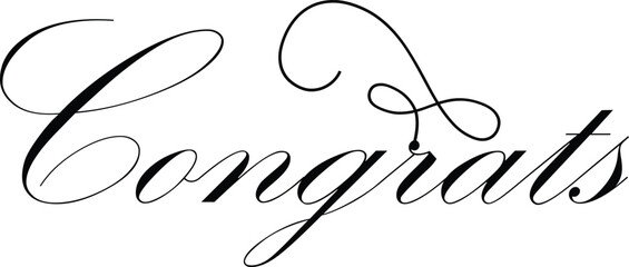 Elegant calligraphic congrats text on white background suitable for greeting cards