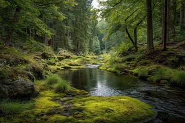 Obraz premium The Schwenninger moss source of the Neckar River in Villingen Schwenningen Black Forest Germany