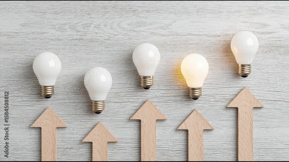Poster inspiring visual of a light bulb surrounded by wooden arrows representing optimism and the flow of i