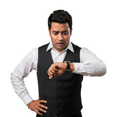 Worried Man Checking Time Deadline Pressure Urgency