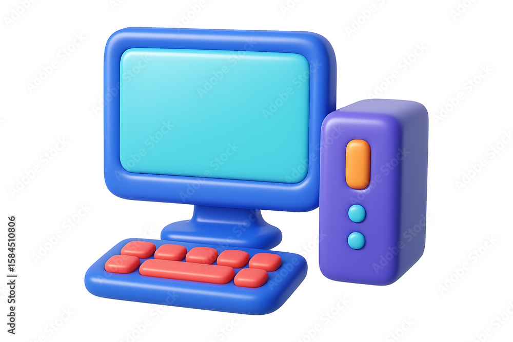 Poster blue computer set 3d isolated on a transparent background