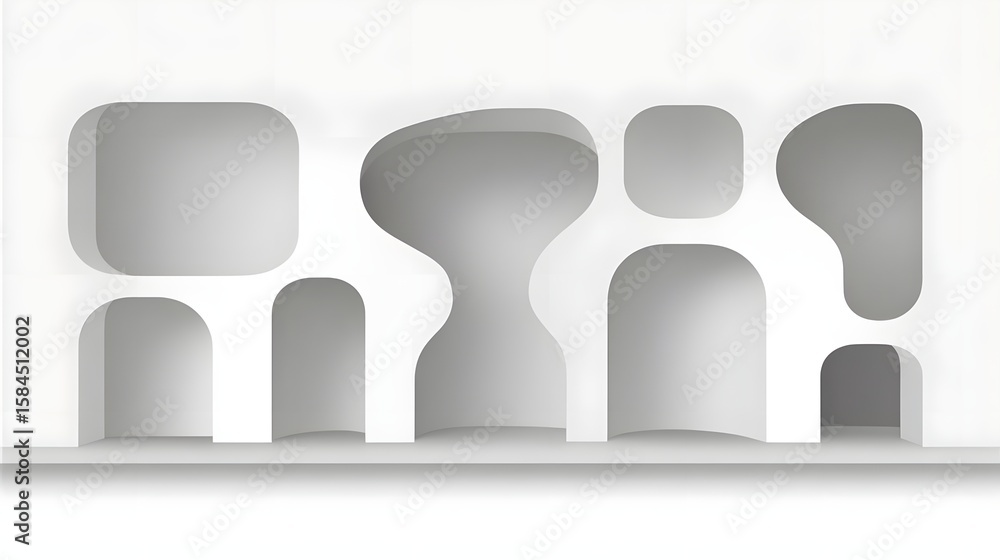Poster abstract architectural design with recessed shapes.