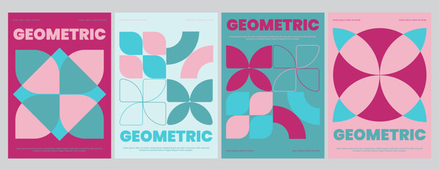 Modern Geometric Poster Designs with summer vibes